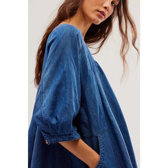 FREE PEOPLE Memories Of You Denim Tunic Top Size Medium NWT - Picture 3 of 9